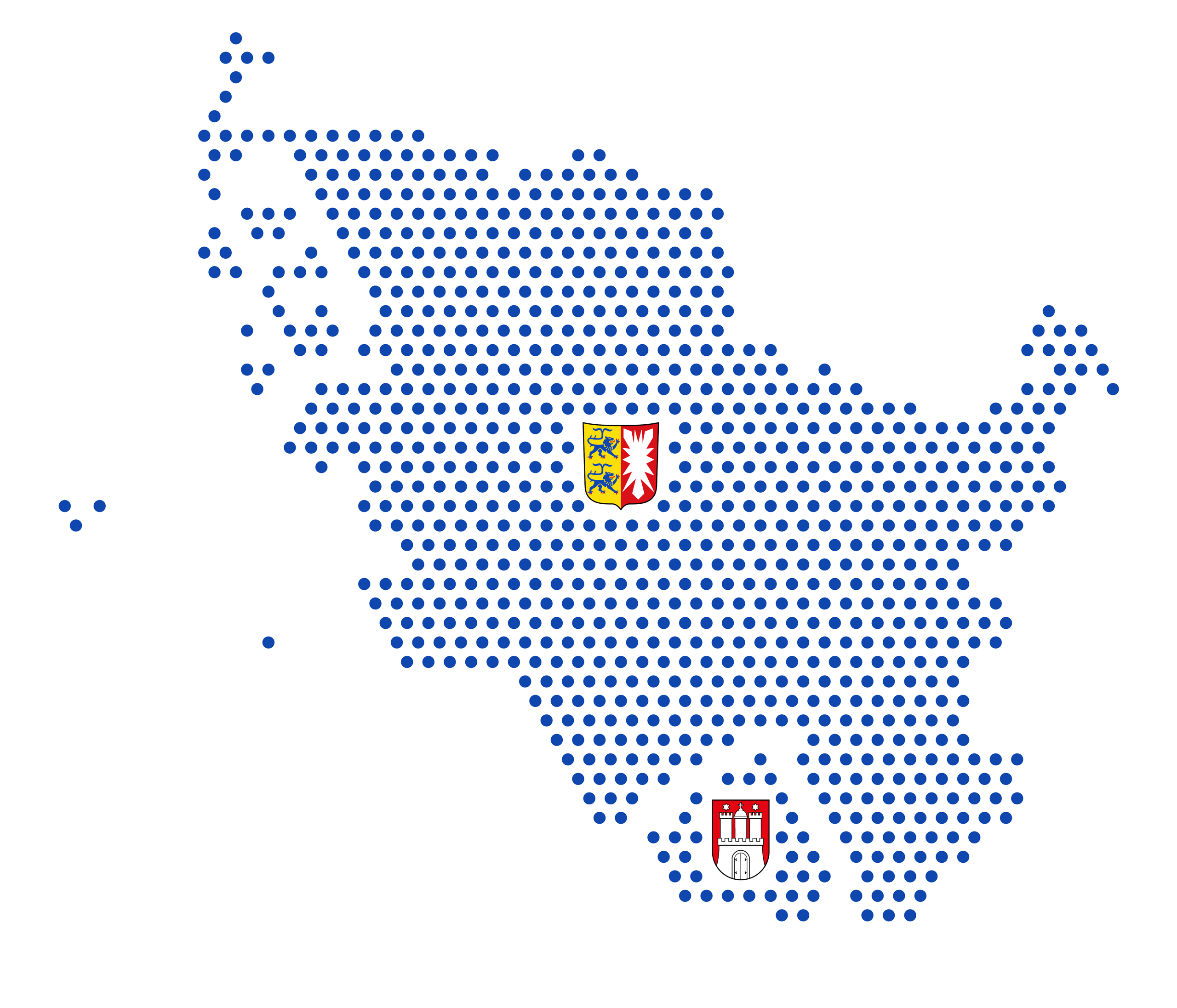 Karte Schleswig Holstein und Hamburg, Stilisiert, mit Länder-Wappen
